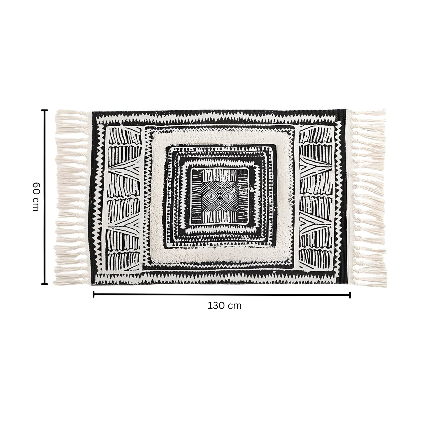 Floor Mat Microfiber Blend Machine Washable Geometric Tassels