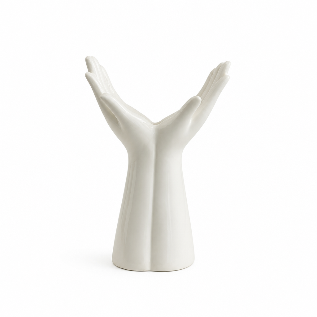 Hand-Shaped Ceramic Vase