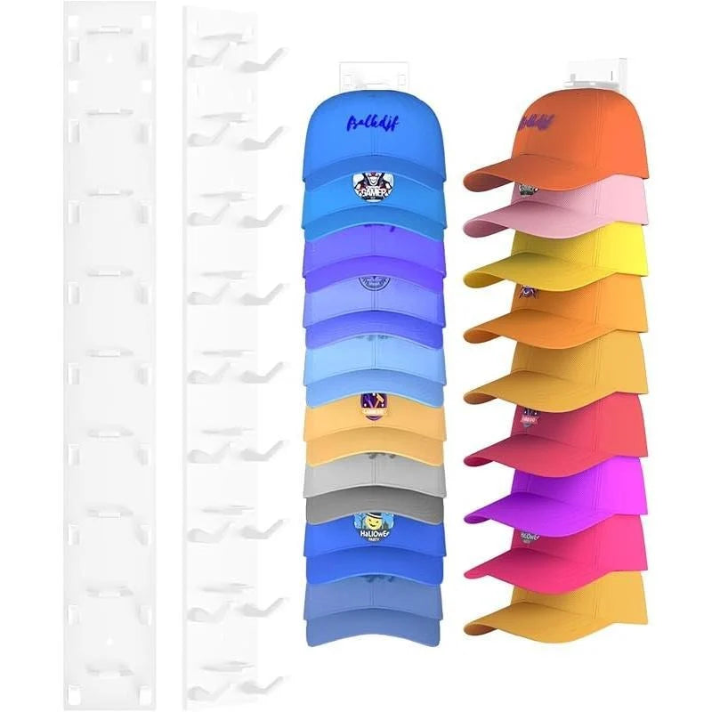Hat Organizer Wall-Mounted Holds Up to 9 Caps Set of 2