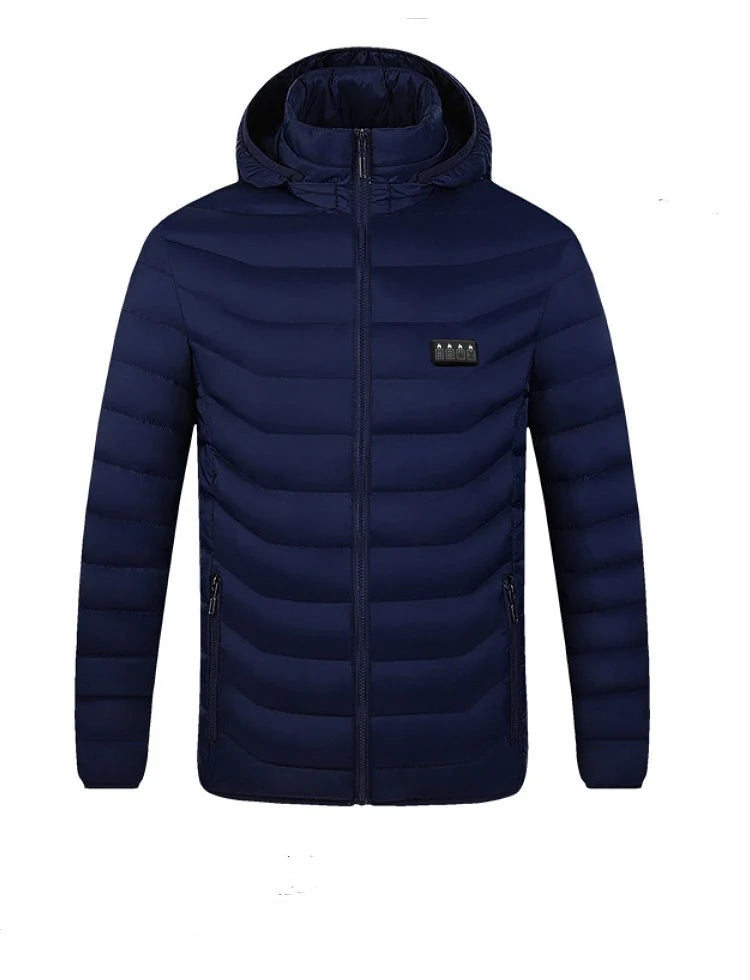 Heated Jacket 21-Zone Heating USB-Powered Hooded Wind-Resistant Quilted Design