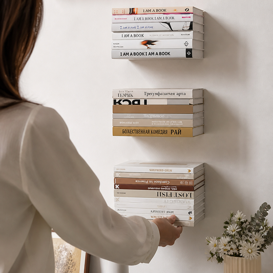Invisible Wall-Mounted Coated Iron Floating Bookshelf