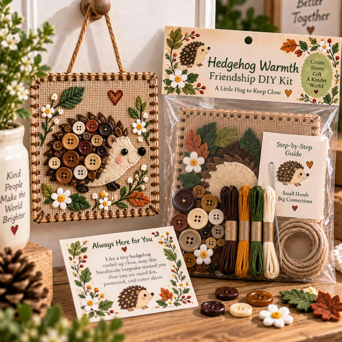 Kids' Craft Kit Felt & Button Embroidery Wall Art