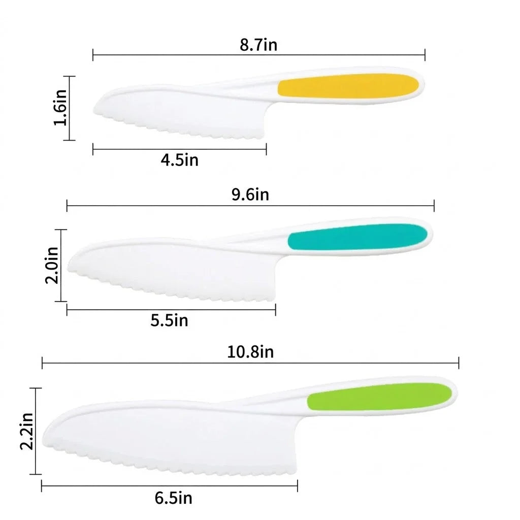 Kids Kitchen Tool Set Child-Sized Rounded-Edge Utensils