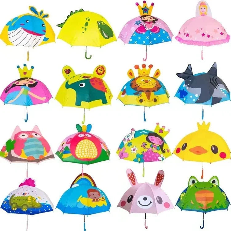 Kids' Umbrella Lightweight Manual Open & Close Animal Designs