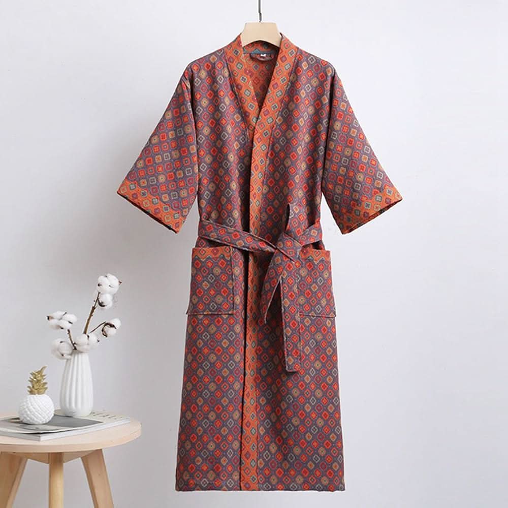 Kimono Bathrobe Reversible Organic Cotton Gauze Lightweight