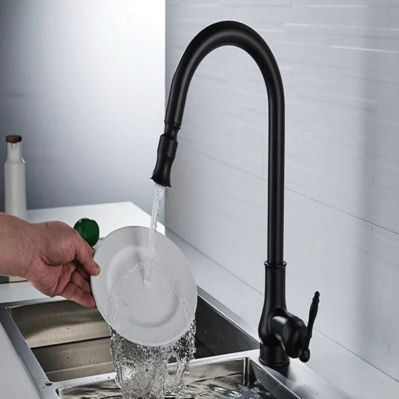 Kitchen Faucet Retractable Spray Head High-Arc Antique Brass