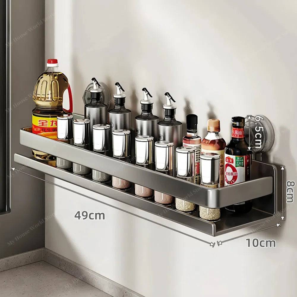 Kitchen Shelf Stainless Steel Suction Cup No-Drill Mount