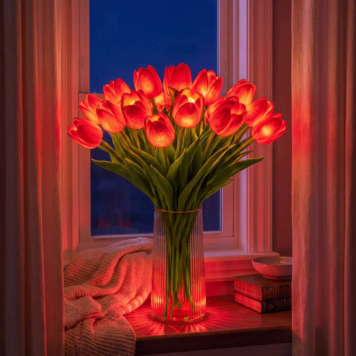LED Tulip Bouquet Warm Glow Cordless Set of 10