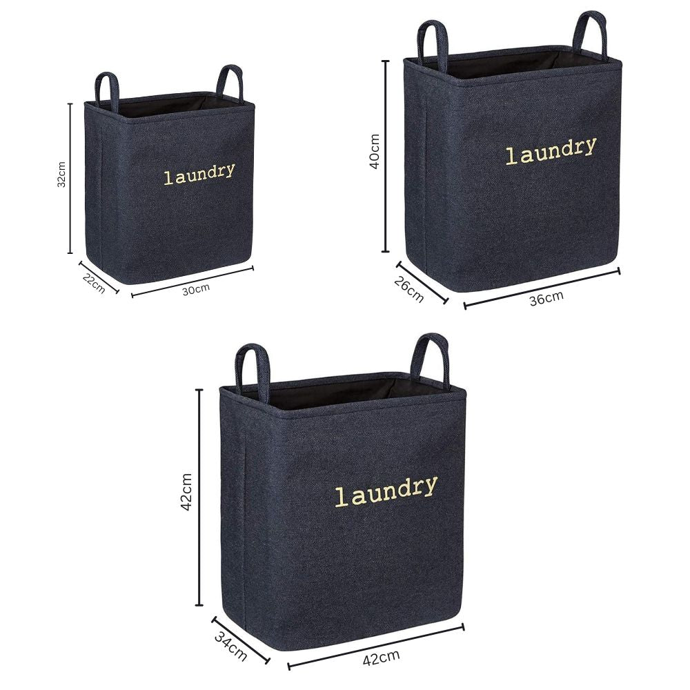 Laundry Basket Foldable Microfiber Blend Space-Saving Reinforced Handles