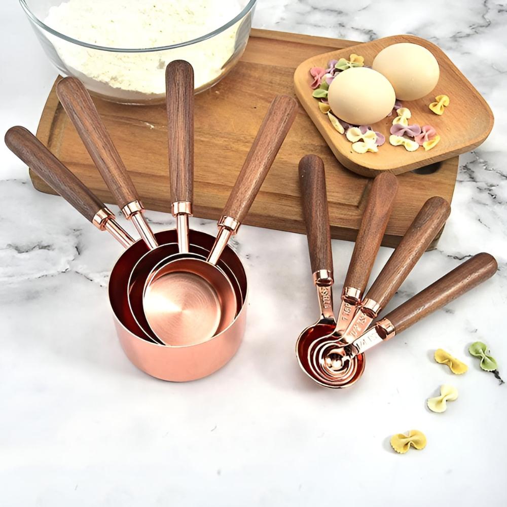 Measuring Cups & Spoons Copper-Plated Steel Engraved Marks