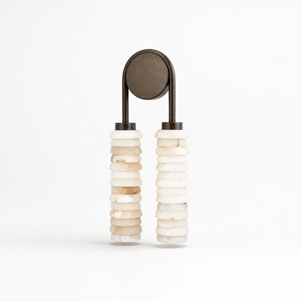 Natural Alabaster Integrated LED Twin-Column Wall Sconce