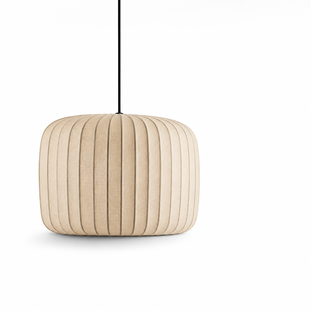 Pendant Lamp Handcrafted Fabric Shade Soft Diffused Light