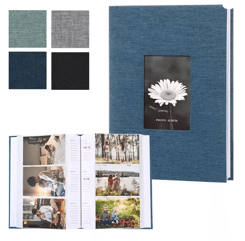 Photo Album Linen Cover Writable Interleaf Pages