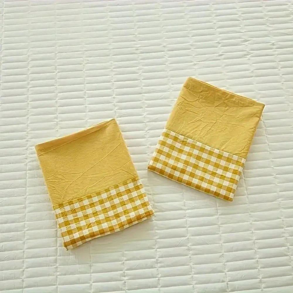 Pillowcase Classic Gingham Microfiber Blend Queen Size