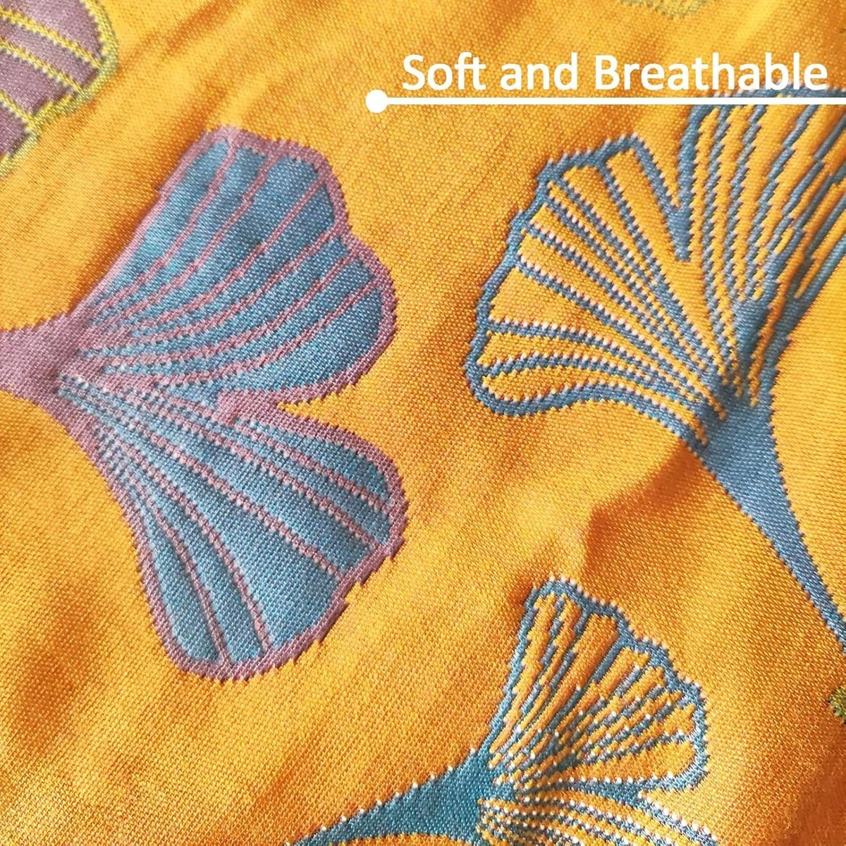 Pillowcases 100% Cotton Ginkgo Leaf Embroidery Set of 2