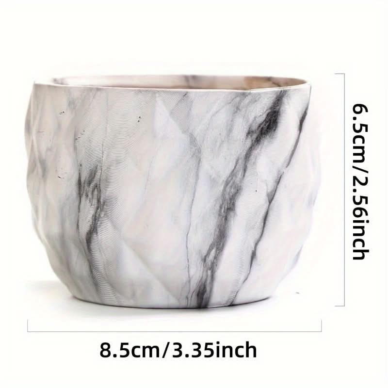 Plant Pot Set Marble-Look Lightweight Set of 4
