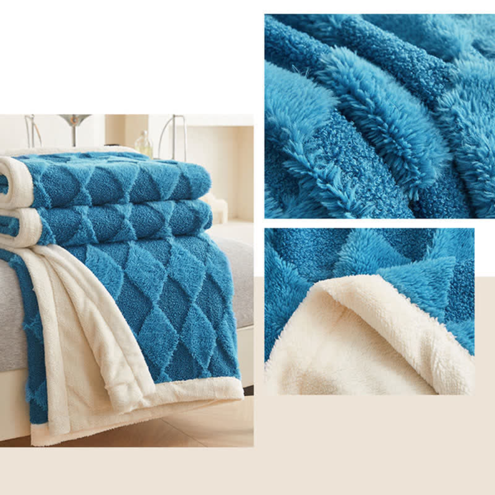 Plush Blanket Soft Microfiber Raised Diamond Pattern