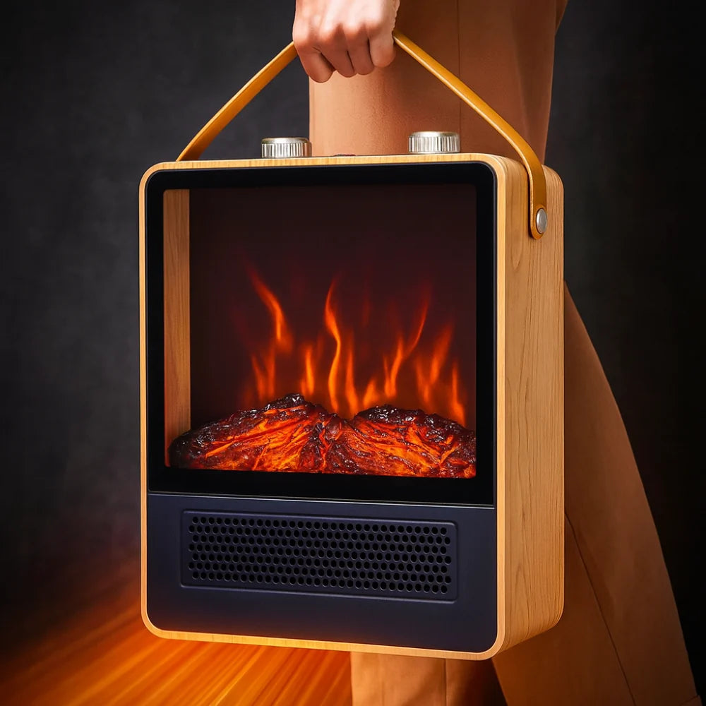 Portable Fireplace Heater 3D Flame Effect Adjustable Heat