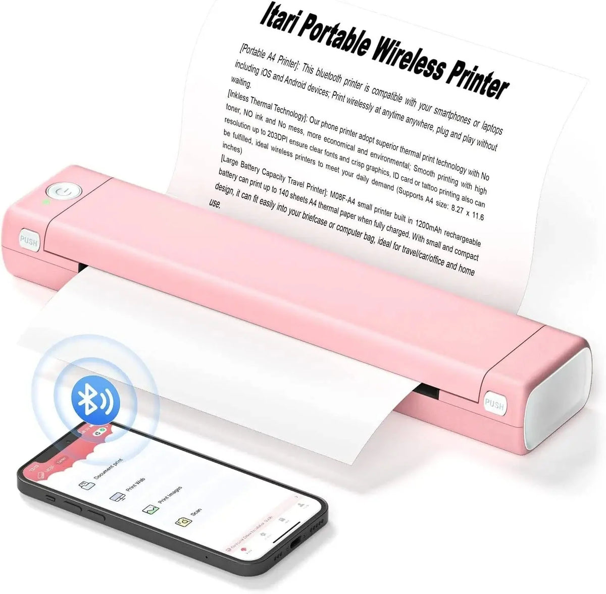 Portable Thermal Printer Wireless Letter-Size Inkless Printing