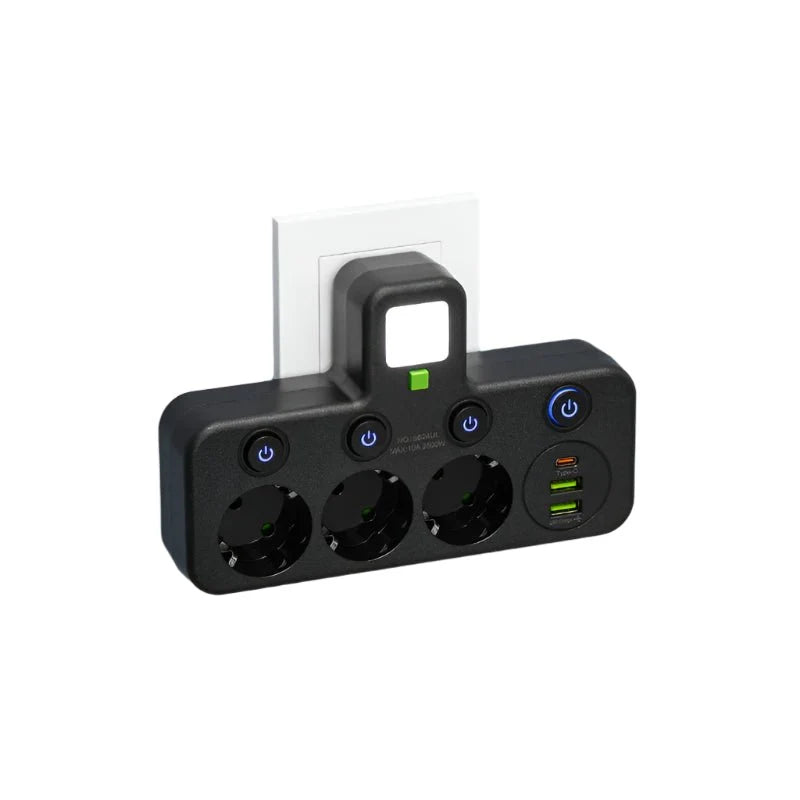 Power Strip 4 Outlets USB Charging Child Safety Lock