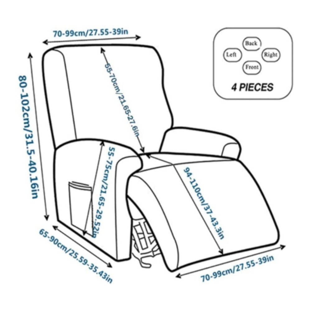 Recliner Sofa Cover Stretch Fit Floral With Side Pockets