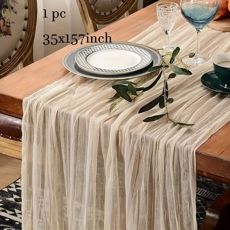 Rectangular Tablecloth Lightweight Crinkled Polyester Gauze Reusable