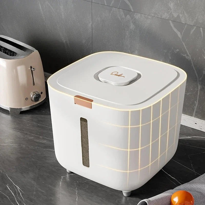 Rice Storage Bin Sealed Flip Lid Level View Window