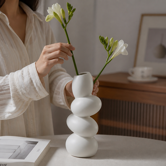 Sculptural Asymmetrical Oval Ceramic Tabletop Vase