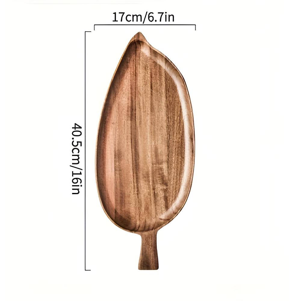 Serving Plate Leaf-Shaped Natural Wood