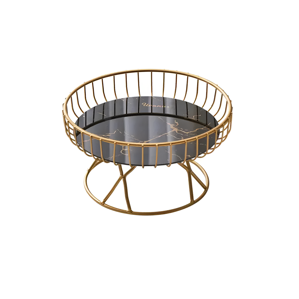 Serving Tray Ceramic Marble Pattern & Gold Handles