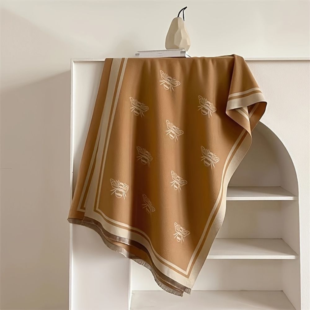 Shawl Wrap Soft Microfiber & Woven Bee-Print