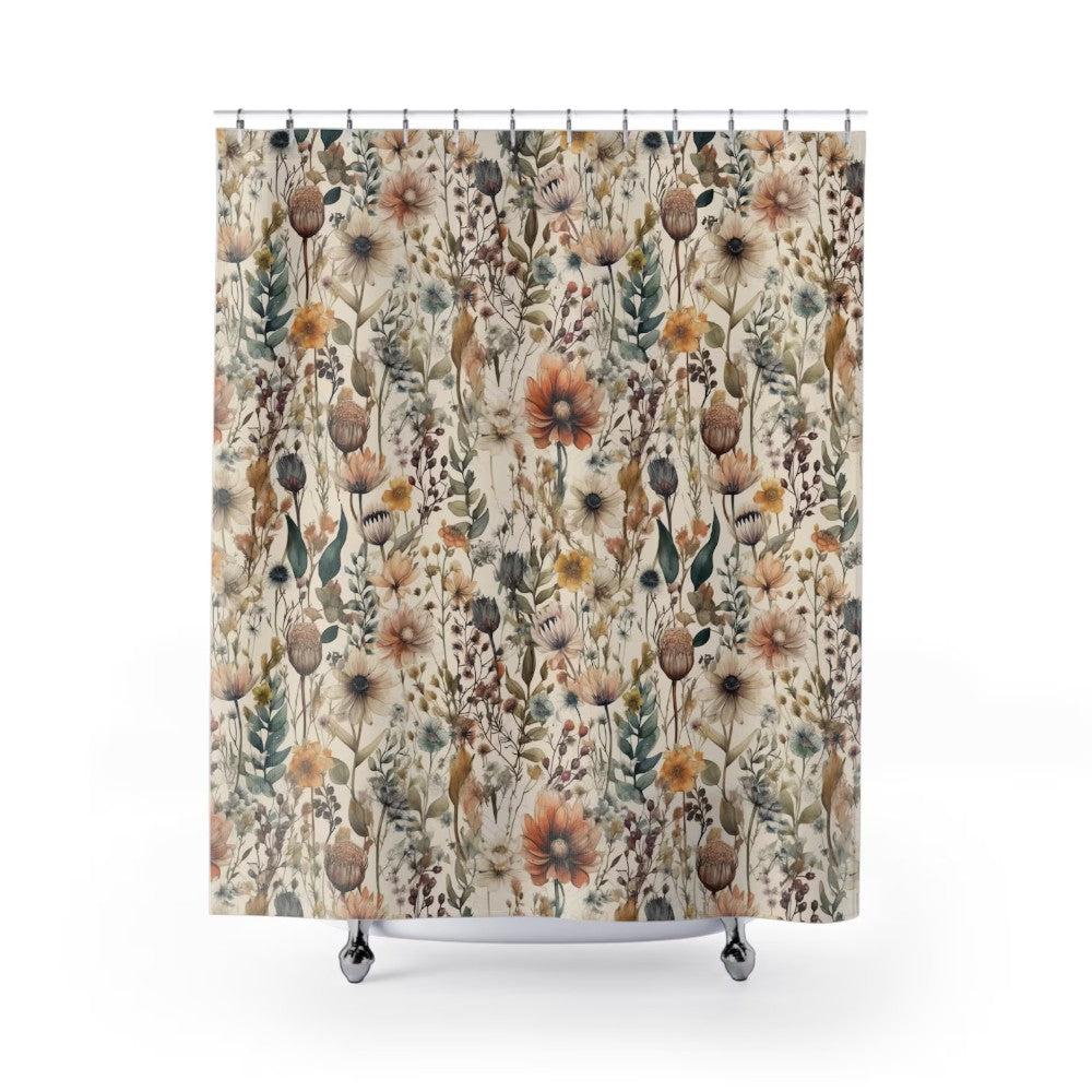 Shower Curtain Floral Microfiber Waterproof & Mildew-Resistant
