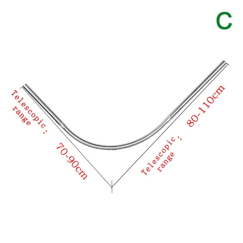 Shower Curtain Rod L-Shaped Curved Extendable Stainless Steel