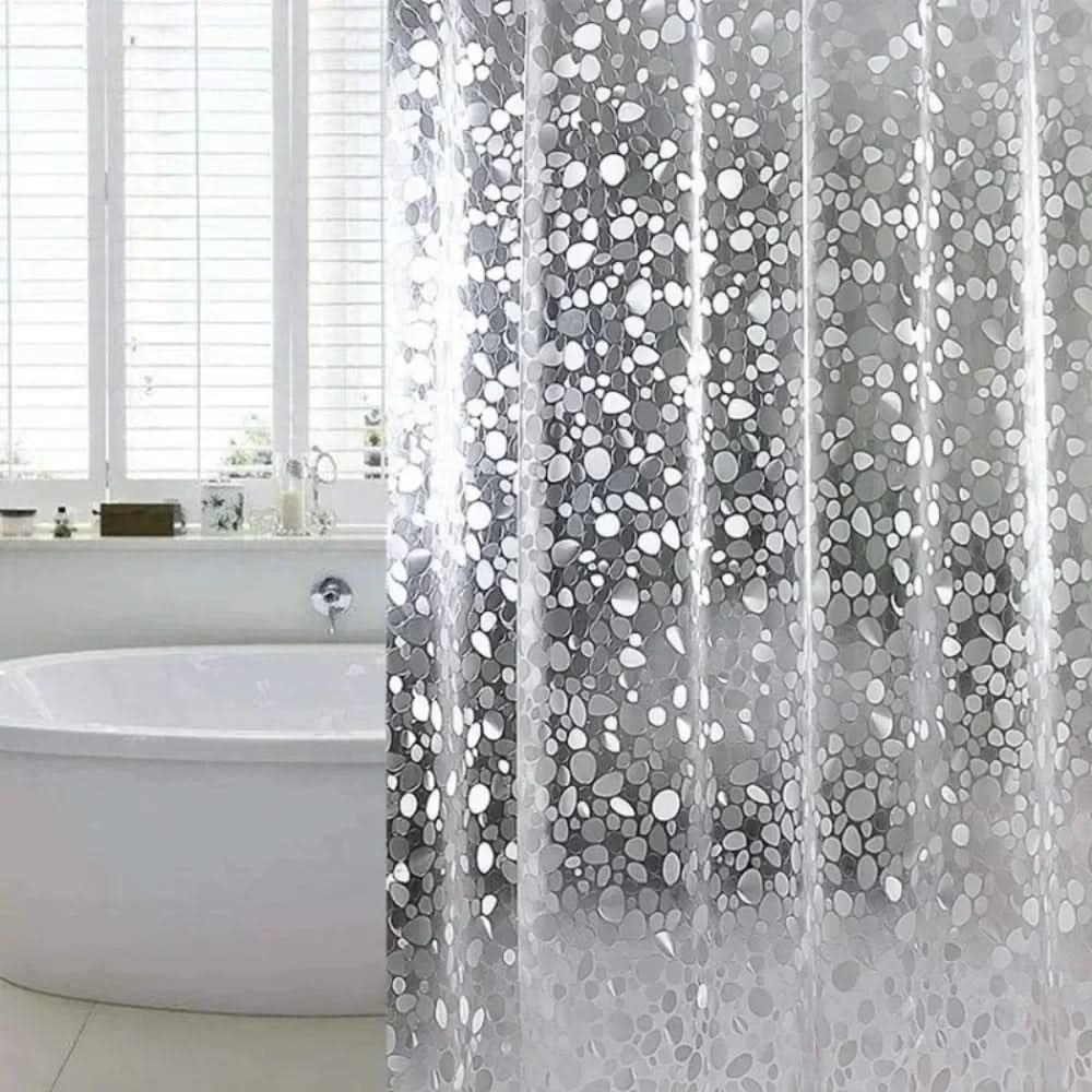 Shower Curtain Transparent Pebble Waterproof & Mold-Resistant