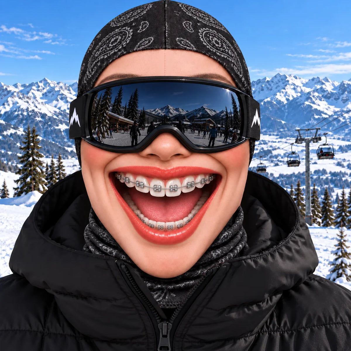 Ski Balaclava Realistic Face Print 4-Way Stretch Knit