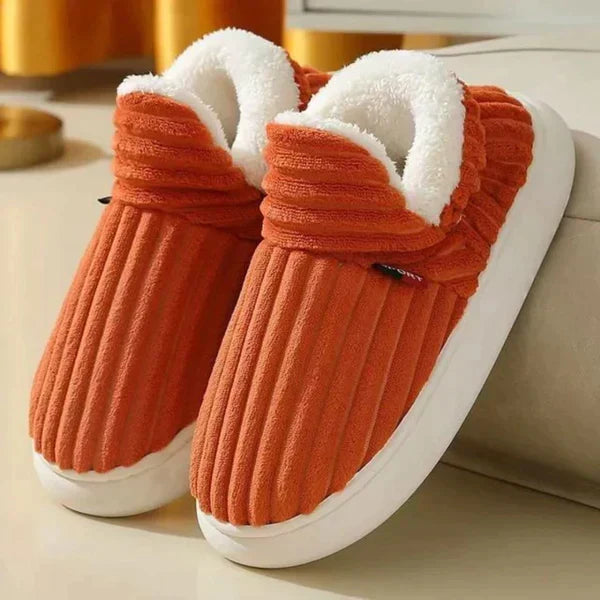 Slippers Plush Lined Non-Slip Rubber Sole Lightweight Slip-On