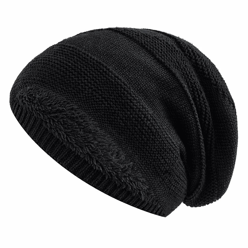 Slouchy Beanie Knitted Fleece-Lined Relaxed Fit