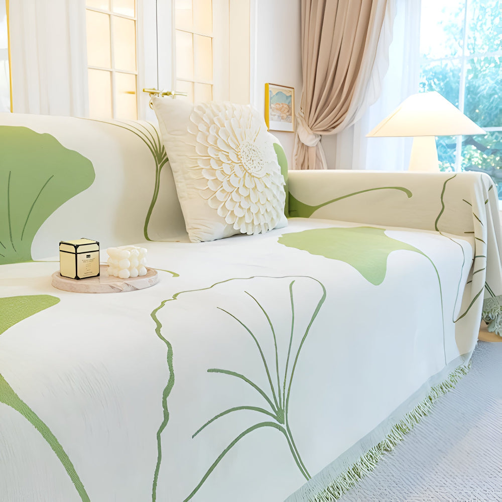 Sofa Cover Chenille Ginkgo Leaf Machine Washable