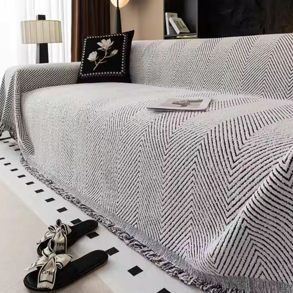 Sofa Cover Microfiber Herringbone Water-Resistant & Non-Slip