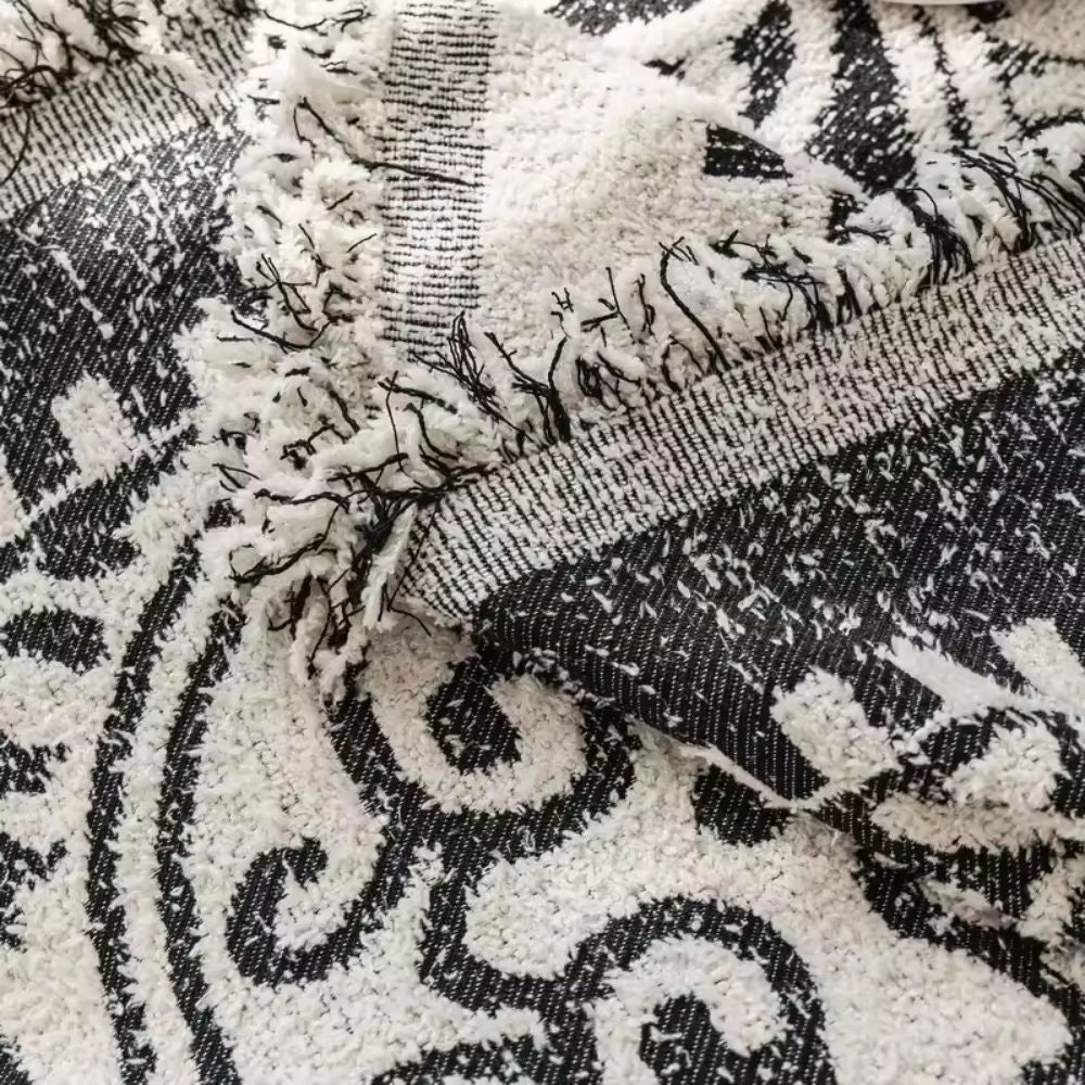 Sofa Cover Microfiber Jacquard Tassel Trim