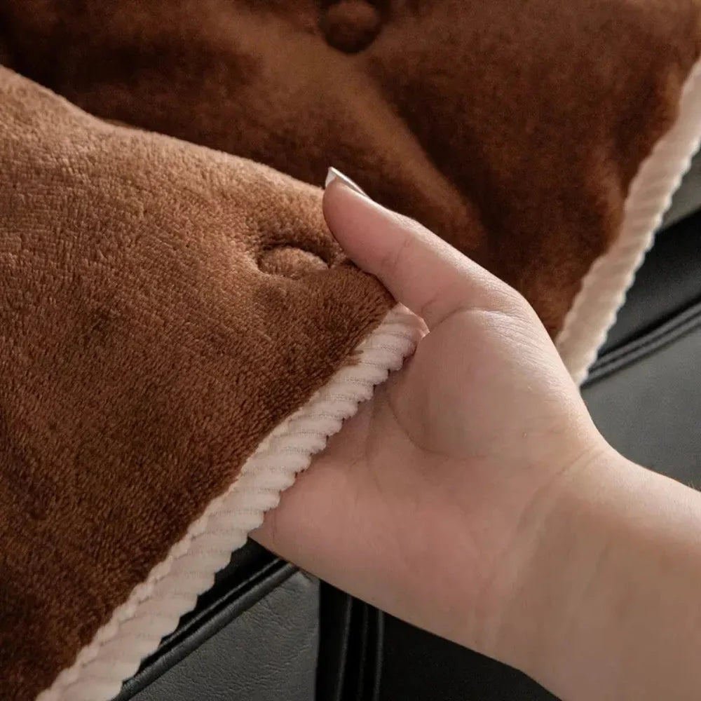 Sofa Cover Plush Button-Tufted Microfiber