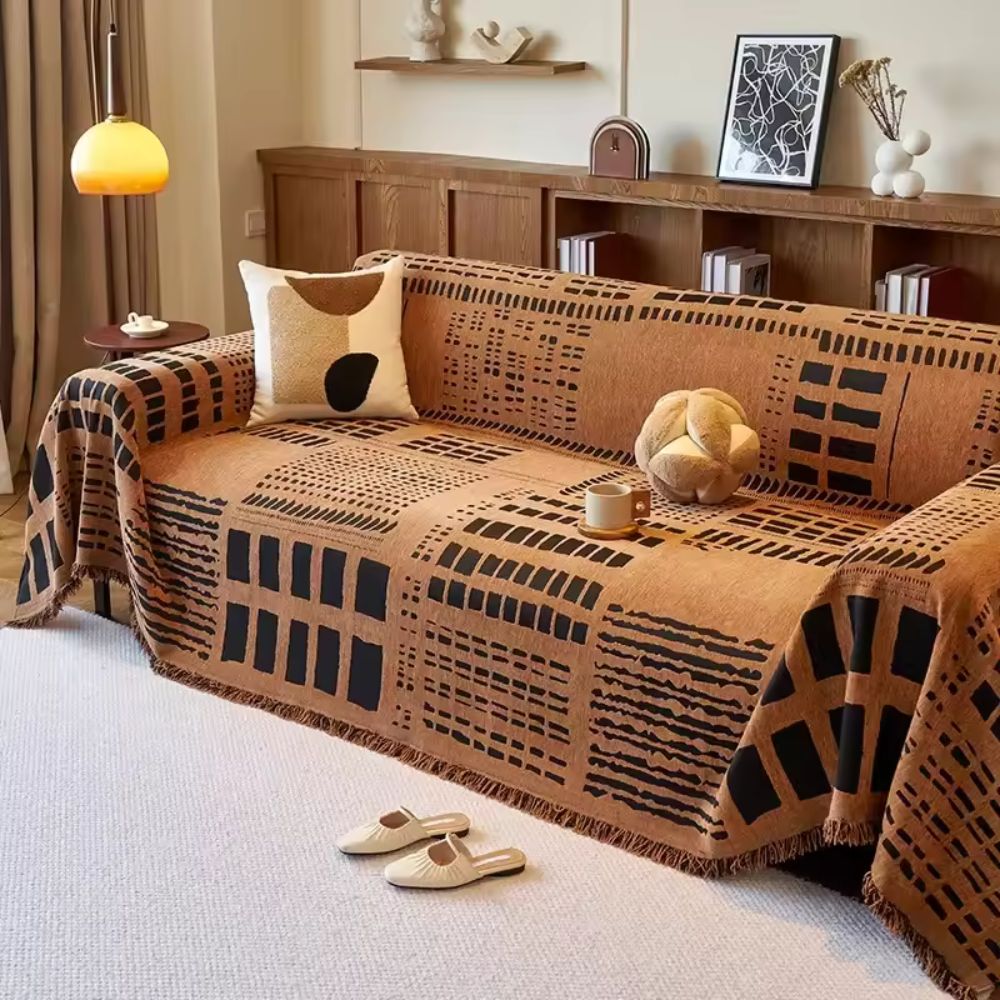 Sofa Cover Reversible Chenille Geometric Print