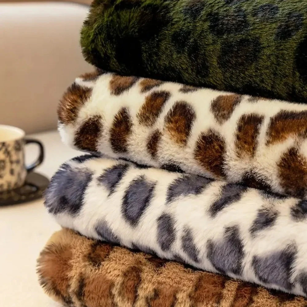 Sofa Cover Thick Plush Microfiber Leopard Print