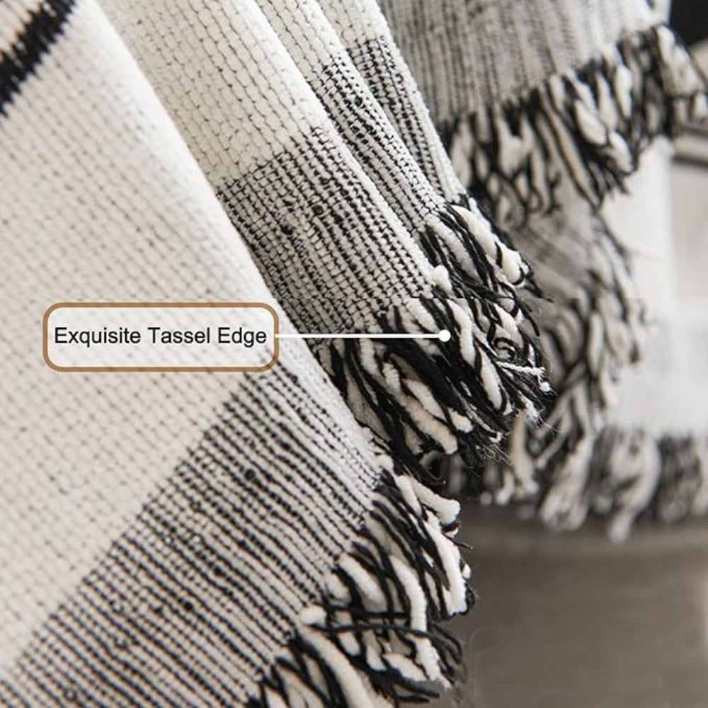 Sofa Throw Boho Geometric Jacquard Chenille Blend & Machine Washable