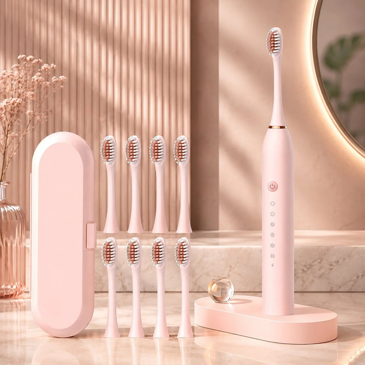 Sonic Toothbrush 5 Modes USB Rechargeable 8 Replacement Heads