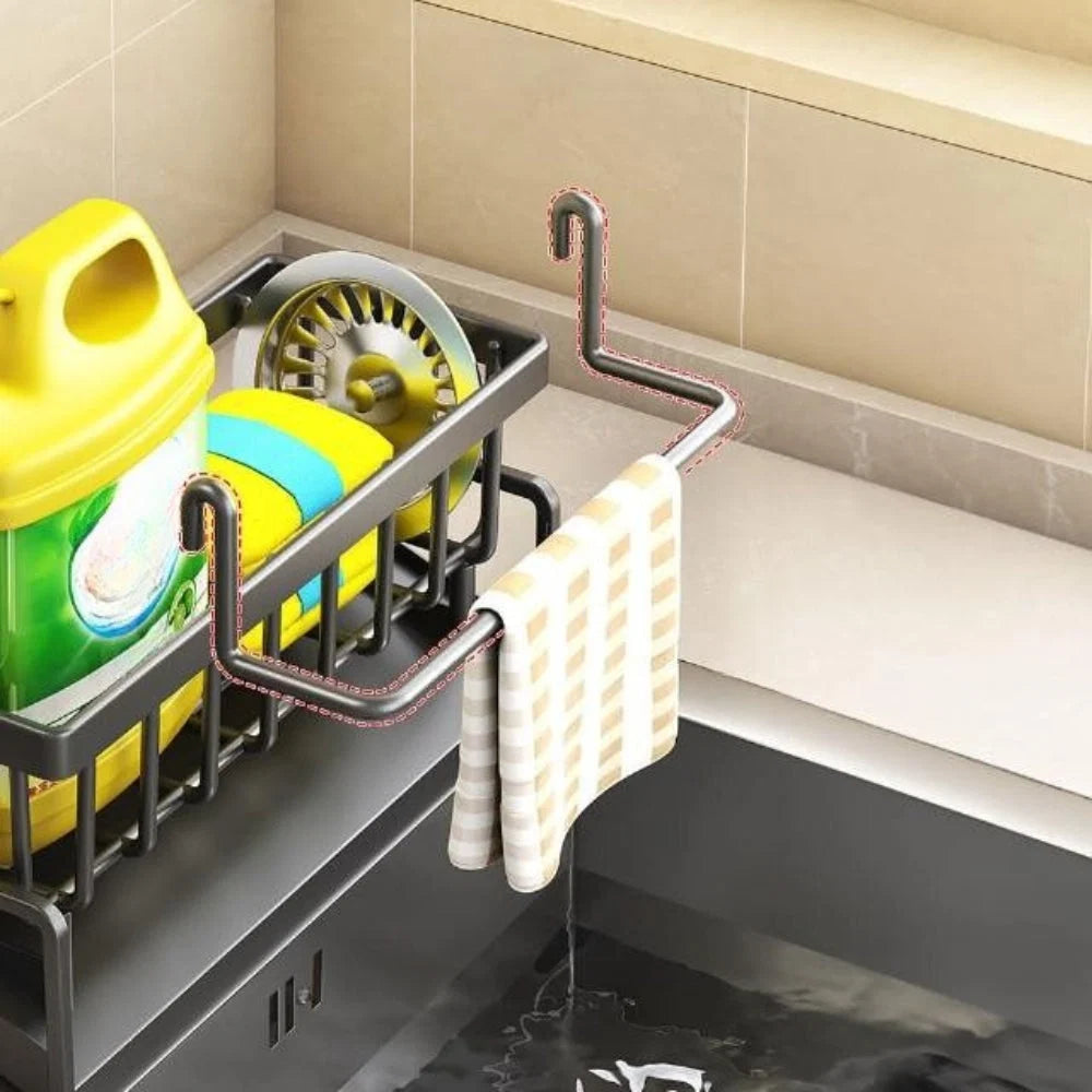 Sponge & Soap Rack Wall-Mounted Carbon Steel Quick Drainage