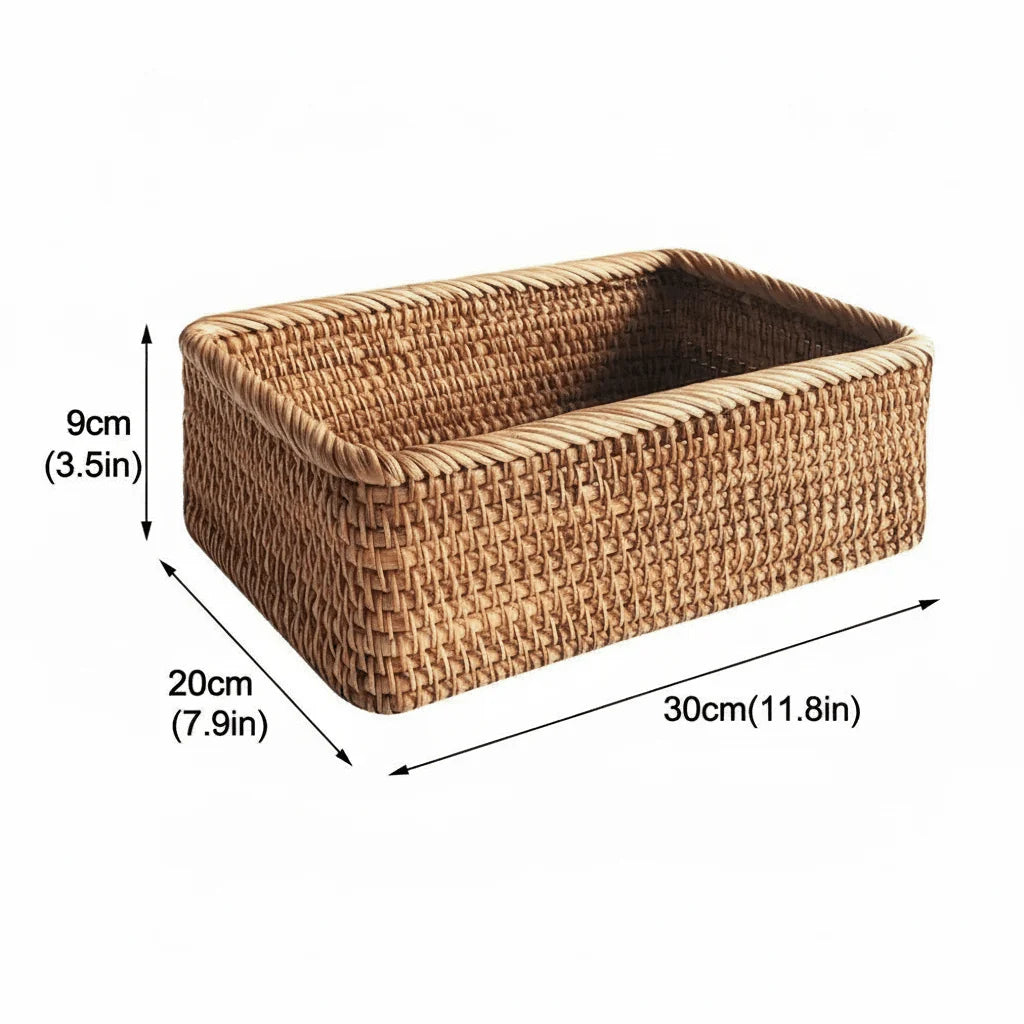 Storage Basket Woven Rattan Look Decorative Home Organization
