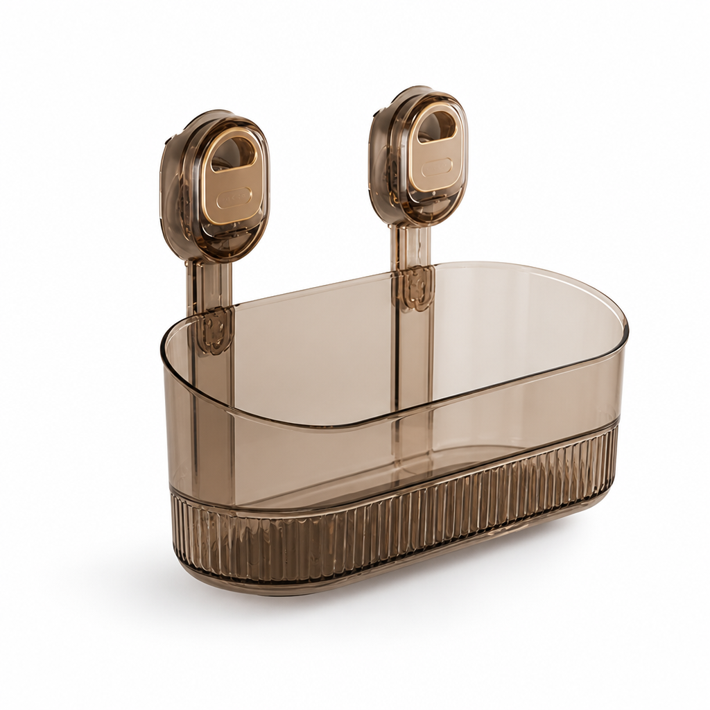 Suction Cup Wall Shelf No Drill Integrated Drainage