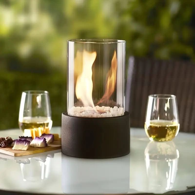 Tabletop Bioethanol Fireplace Metal & Heat-Resistant Glass