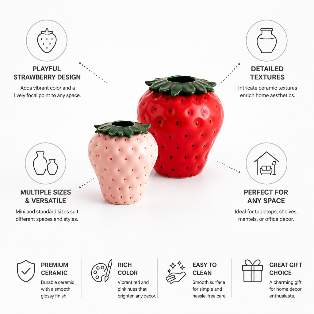 Textured Ceramic Strawberry Flower Vase (Mini & Standard)